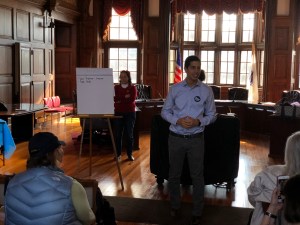 Candidate for Congress Dan Koh speaks to Methuen Dems